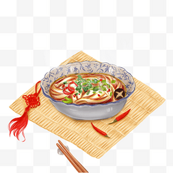 中国风面条图片_手绘风格面食插画