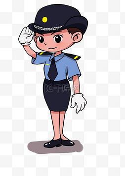 女性警察敬礼手势