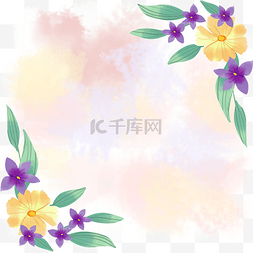 紫色花卉边框图片_水彩紫色花卉底纹