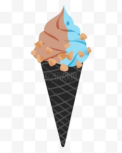 夏日手绘扁平风巧克力海盐冰淇淋