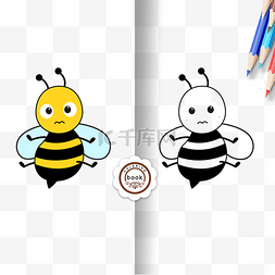 honeybee clipart black and white 可爱线稿