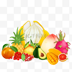 水果菠萝图片_手绘水果组合