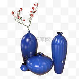 深蓝花瓶摆件