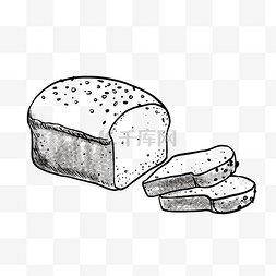 面包线描图片_食物黑白线描线稿9