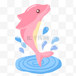 游水卡通海豚插画