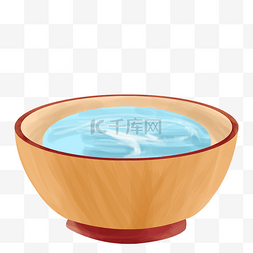 漂亮的餐具图片_卡通蓝色的水和碗