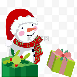 圣诞雪人礼物图片_彩色圣诞雪人礼物插画