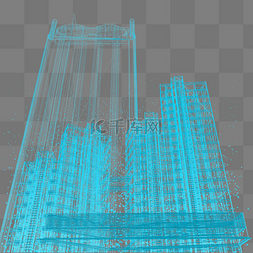 城市科技粒子图片_楼空间城市仰视科技数据光点线蓝