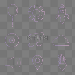 火箭气球图片_荧光紫发光实用图标