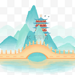 青色远山图片_淡雅清明清明节风景中国风古风国