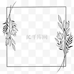 植物边框方形图片_黑色方形植物边框