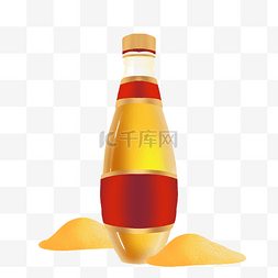 灶台上的油瓶图片_黄色食用油油瓶