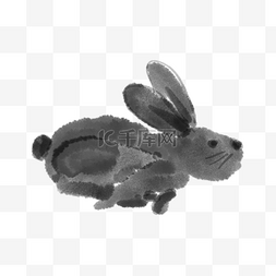 嫦娥小兔子图片_水墨中秋节可爱狂奔月兔
