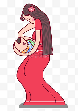 母亲节照顾婴儿的妈妈形象