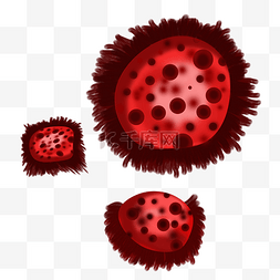 红色斑点的球图片_红色的毛球细菌插画