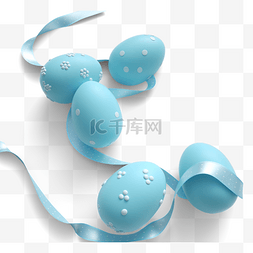蓝色3d花纹图片_清新蓝色复活节彩蛋3d元素
