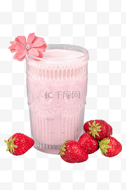 粉色奶图片_草莓奶茶饮料
