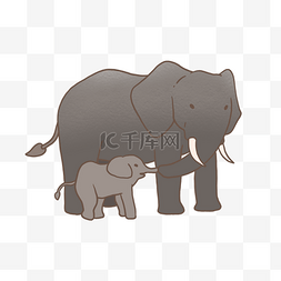 母亲节大象母子插画免抠元素下载