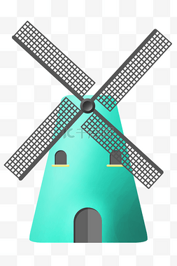 绿色房屋风车