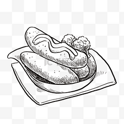 西餐食物线描图片_食物黑白线描线稿3