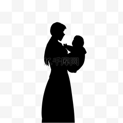 母亲节创意图片图片_抱着婴儿的母亲温馨剪影