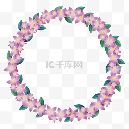 花卉圆形花环图片_粉色桃花花环边框