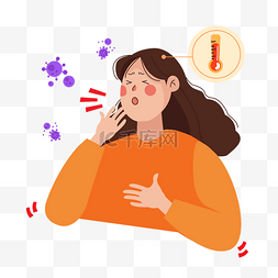 感冒咳嗽图图片_新的冠状病毒引起的咳嗽