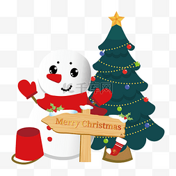 圣诞节可爱雪图片_可爱雪人和圣诞树