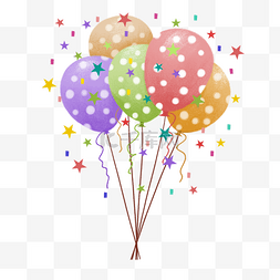 生日漂浮彩带图片_肌理风格彩色生日装饰气球