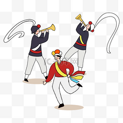 手绘卡通韩国传统游戏跳舞喇叭插