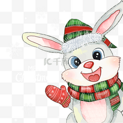围巾手套帽子图片_圣诞节卡哇伊动物兔子