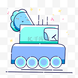 坦克卡通图片_蓝色卡通坦克车