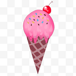 红色樱桃冰淇淋插画