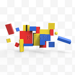 3d方形图片_C4D电商红黄蓝色块
