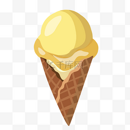 黄色冰淇淋图片_蛋卷黄色冰淇淋