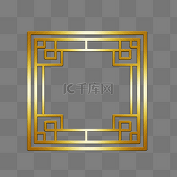 金色框正方形图片_边框纹理金色正方形中国风金属边