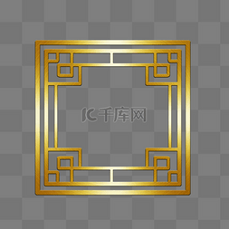 边框纹理中国风图片_边框纹理金色正方形中国风金属边