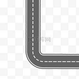 高速公路应急车道图片_直角弯道手绘黑色马路弯曲道路道