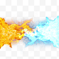 创意手绘动态冰与火相交元素
