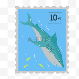 邮戳图片_蓝色鲨鱼邮票