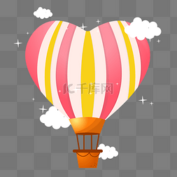 浪漫条纹图片_心型条纹热气球