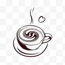 热气爱心咖啡剪影手绘咖啡杯