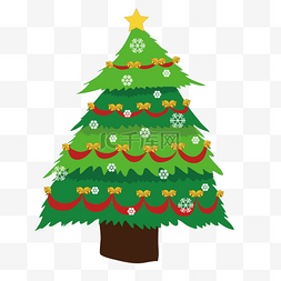 彩色绿植图片_彩色的圣诞树插画