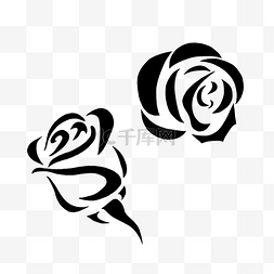 玫瑰花素材黑色图片_手绘玫瑰花