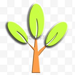 绿树PPT元素插画