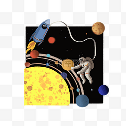 彩色宇航员图片_卡通手绘宇航员装饰画