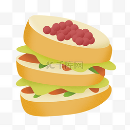 小吃汉堡包的插画
