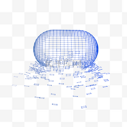 蓝色几何空间图片_立体胶囊碰撞的立体空间