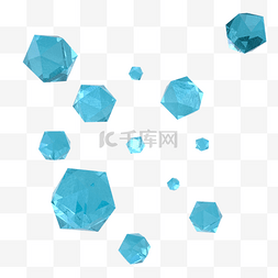 青色玻璃图片_水晶玻璃几何宝石漂浮装饰