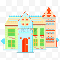 彩色教堂房屋插画